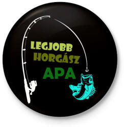 printfashion Legjobb horgász - Kitűző, hűtőmágnes - Fekete (3102894)