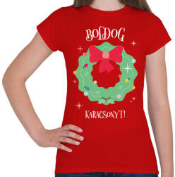 printfashion Boldog Karácsonyt - Női póló - Piros (9542674)