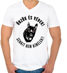 printfashion ŐRZÖK ÉS VÉDEK - Férfi V-nyakú póló - Fehér (1463017)