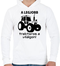 printfashion A legjobb traktoros a világon! - Férfi kapucnis pulóver - Fehér (995674)