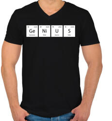 printfashion GeNiUS (Periódusos rendszer) - Férfi V-nyakú póló - Fekete (11474442)