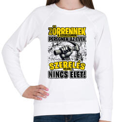 printfashion Zörrennek a szerszámok, peregnek az évek. Szerelés nélkül nincs élet! - Női pulóver - Fehér (16411614)