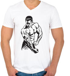printfashion Testépítő - Férfi V-nyakú póló - Fehér (921700)