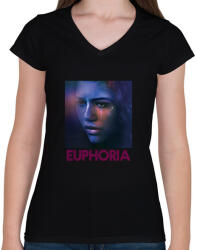 printfashion Euphoria - Női V-nyakú póló - Fekete (6132321)