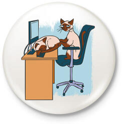 printfashion Sziámi macskák - Kitűző, hűtőmágnes - Fehér (11656895)