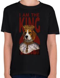printfashion I am the king - kutya - Gyerek póló - Fekete (7074043)