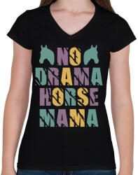 printfashion Horse mama - Női V-nyakú póló - Fekete (12714127)