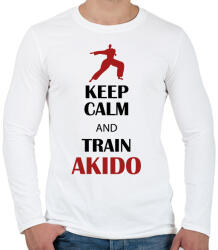 printfashion Keep calm - Akido - Férfi hosszú ujjú póló - Fehér (7565783)