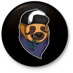 printfashion Fullcap-es lajhár - Kitűző, hűtőmágnes - Fekete (6589851)