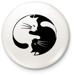 printfashion Jin jang cicák - Kitűző, hűtőmágnes - Fehér (3088586)