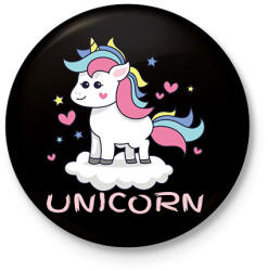 printfashion unikornis - Kitűző, hűtőmágnes - Fekete (6031646)