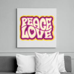 printfashion Peace, Love - Hippie - Vászonkép - Fehér (7108844)