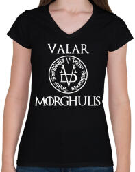 printfashion Trónok Harca - Valar Morghulis - Női V-nyakú póló - Fekete (905082)