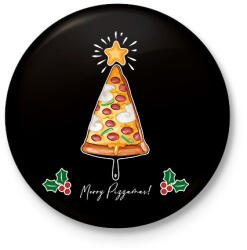 printfashion Merry Pizzamas pizzalapáttal fehér - Kitűző, hűtőmágnes - Fekete (5765755)