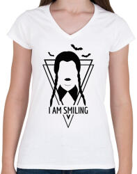 printfashion I am smiling - black - Női V-nyakú póló - Fehér (11547658)