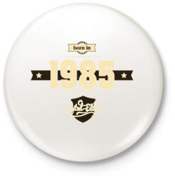 printfashion born-in-1985-cream-choco - Kitűző, hűtőmágnes - Fehér (3076863)