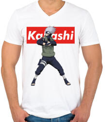 printfashion Kakashi Hatake - Férfi V-nyakú póló - Fehér (5411079)