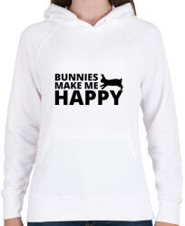 printfashion Bunnies make me happy - Női kapucnis pulóver - Fehér (13425862)