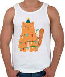 printfashion Karácsonyi macska - Férfi atléta - Fehér (5571938)