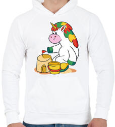 printfashion Homokozó unikornis - Férfi kapucnis pulóver - Fehér (13277340)