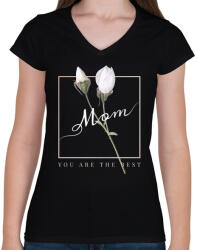 printfashion Te vagy a legjobb anya - Női V-nyakú póló - Fekete (4809431)