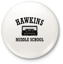 printfashion Hawkins Middle School - Fekete - Kitűző, hűtőmágnes - Fehér (3081475)
