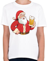 printfashion Télapó sörrel - Gyerek póló - Fehér (5112317)
