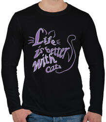 printfashion life is better with cats - Férfi hosszú ujjú póló - Fekete (5724245)