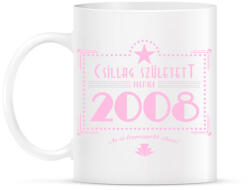 printfashion csillag-2008-pink - Bögre - Fehér (790854)