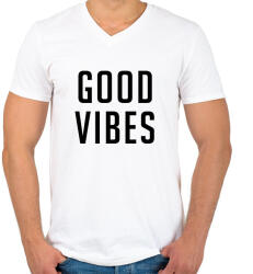 printfashion Good Vibes - Férfi V-nyakú póló - Fehér (1571194)
