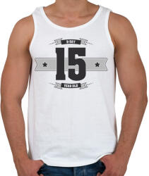 printfashion b-day-15-dark-lightgrey - Férfi atléta - Fehér (506705)