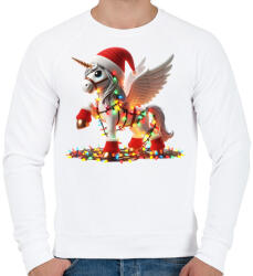 printfashion Karácsonyi Unikornis / Pegazus / póni - Férfi pulóver - Fehér (15236426)
