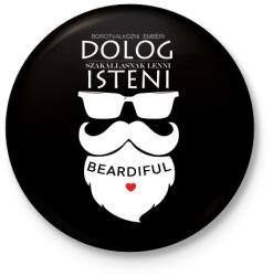 printfashion Szakállasnak lenni Isteni! - Kitűző, hűtőmágnes - Fekete (3098920)