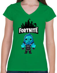 printfashion Fortnite rippley - Női V-nyakú póló - Zöld (2176584)
