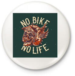 printfashion No bike - No life - Kitűző, hűtőmágnes - Fehér (6361319)