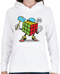 printfashion Kocka mester - Női kapucnis pulóver - Fehér (2388979)
