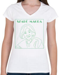 printfashion Szabó Magda - Női V-nyakú póló - Fehér (7119505)