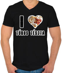 printfashion I Love Túrós Tészta - Férfi V-nyakú póló - Fekete (16365318)