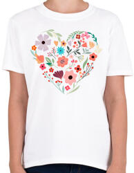 printfashion Virág szív - Gyerek póló - Fehér (6537741)