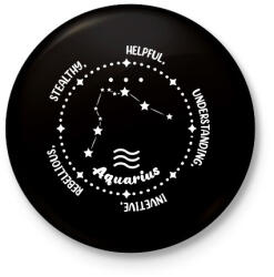 printfashion Vízöntő tulajdonságok - Kitűző, hűtőmágnes - Fekete (8531227)