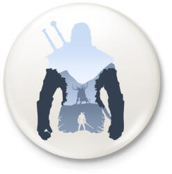 printfashion Witcher Monster Hunter - Kitűző, hűtőmágnes - Fehér (3083767)