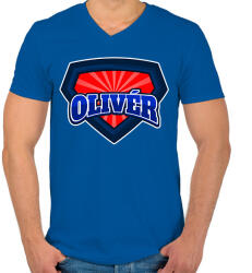 printfashion OLIVÉR - Férfi V-nyakú póló - Királykék (10963309)