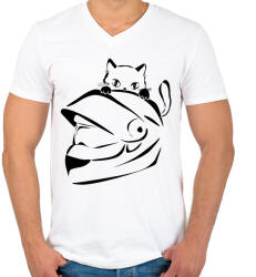 printfashion cicás - Férfi V-nyakú póló - Fehér (2899213)