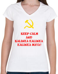 printfashion Kalinka - Női V-nyakú póló - Fehér (1286014)