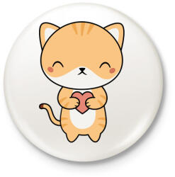 printfashion Cuki cica - Kitűző, hűtőmágnes - Fehér (3078162)