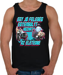 printfashion Egy jó feleség egyensúlyt hozhat az életedbe - Férfi atléta - Fekete (14664562)