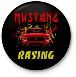 printfashion MUSTANG RACING 2 - Kitűző, hűtőmágnes - Fekete (14091057)