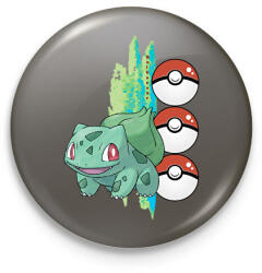 printfashion pokemon bulbasaur - Kitűző, hűtőmágnes - Sötétszürke (14558999)