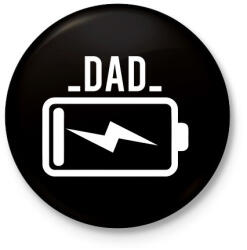 printfashion Dad battery - Kitűző, hűtőmágnes - Fekete (3099878)