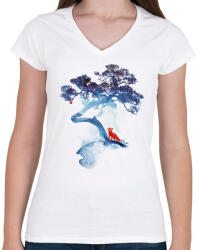 printfashion The last apple tree - Női V-nyakú póló - Fehér (236986)